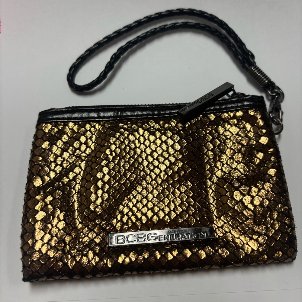 ✨ BCBGeneration Metallic Snake-Embossed Wristlet – New Without Tags